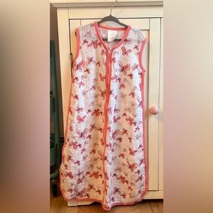 Aden + Anais Muslin Cotton Butterfly Print Pink Sleep Sack Large 12-18 months